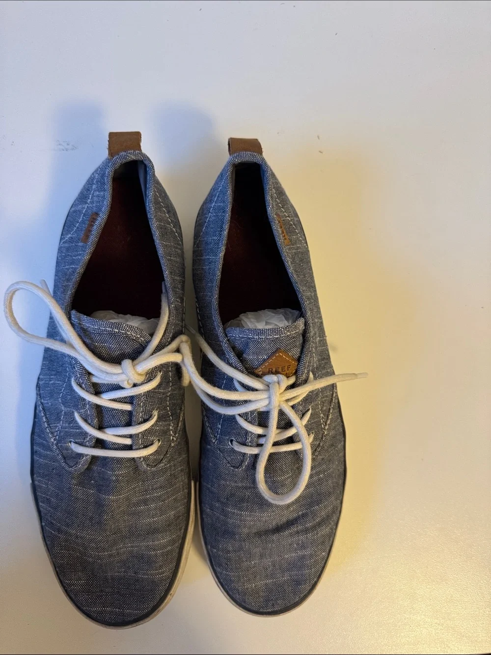 Reef Men's Navy Canvas Boat Shoes with White Laces